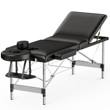 Load image into Gallery viewer, Brelley Massage Table Portable 84" Long 24" Wide Professional 3 Sections Reclining Massage Couch, Aluminum Adjustable Esthetician Bed Tattoo Table SPA Lash Salon Bed with Carrying Bag (Black)