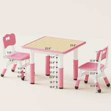 Load image into Gallery viewer, Brelley Kids Table and 2 Chairs Set, Height Adjustable Toddler Desk and Chair Set, Graffiti Desktop, Classroom/Daycare/Home, Children Multi-Activity Table for Ages 3-8
