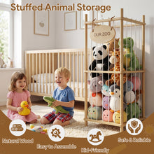 Load image into Gallery viewer, Brelley Stuffed Animal Storage Wood Toy Storage Organizer, Large Toy Chest Stuffed animal holder for Kids Nursery Playroom Bedroom