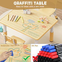 Load image into Gallery viewer, Brelley Kids Table and 2 Chairs Set, Height Adjustable Toddler Desk 31.5" L x 23.6" W and Chair Set, Graffiti Desktop, Classroom/Daycare/Home, Children Multi-Activity Table for Ages 2-8