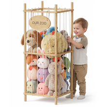 Load image into Gallery viewer, Brelley Stuffed Animal Storage Wood Toy Storage Organizer, Large Toy Chest Stuffed animal holder for Kids Nursery Playroom Bedroom