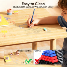 Load image into Gallery viewer, Brelley Solid Wood Kids Table and 2 Chairs Set, Toddler Desk 23.6" L x 19.7" W and Chair Set, Graffiti Desktop, Classroom/Daycare/Home, Children Multi-Activity Table for Ages 2-8