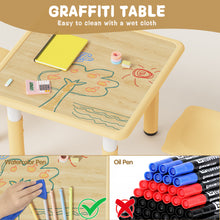Load image into Gallery viewer, Brelley Kids Table and 2 Chairs Set, Height Adjustable Toddler Desk and Chair Set, Graffiti Desktop, Classroom/Daycare/Home, Children Multi-Activity Table for Ages 3-8