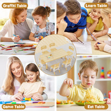 Load image into Gallery viewer, Kids Table and 6 Chairs Set, Height Adjustable Toddler Table and Chair Set, Graffiti Desktop, Classroom/Daycare/Home, Children Multi-Activity Table for Ages 2-8