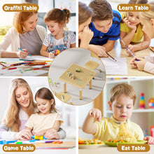 Load image into Gallery viewer, Brelley Kids Table and 2 Chairs Set, Height Adjustable Toddler Desk and Chair Set, Graffiti Desktop, Classroom/Daycare/Home, Children Multi-Activity Table for Ages 3-8