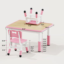 Load image into Gallery viewer, Brelley Kids Table and 2 Chairs Set, Height Adjustable Toddler Desk 31.5" L x 23.6" W and Chair Set, Graffiti Desktop, Classroom/Daycare/Home, Children Multi-Activity Table for Ages 2-8