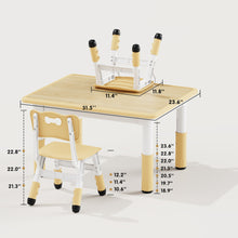 Load image into Gallery viewer, Brelley Kids Table and 2 Chairs Set, Height Adjustable Toddler Desk 31.5" L x 23.6" W and Chair Set, Graffiti Desktop, Classroom/Daycare/Home, Children Multi-Activity Table for Ages 2-8