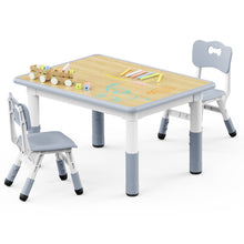 Load image into Gallery viewer, Brelley Kids Table and 2 Chairs Set, Height Adjustable Toddler Desk 31.5" L x 23.6" W and Chair Set, Graffiti Desktop, Classroom/Daycare/Home, Children Multi-Activity Table for Ages 2-8