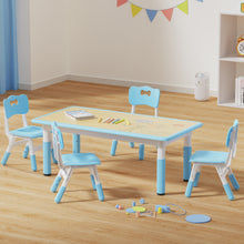 Load image into Gallery viewer, Brelley Kids Table and 4 Chairs Set, Height Adjustable Toddler Table and Chair Set, Graffiti Desktop, Non-Slip Legs, Max 300lbs, Children Multi-Activity Table for Ages 2-10 (Blue)