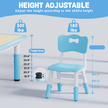 Load image into Gallery viewer, Brelley Kids Table and 4 Chairs Set, Height Adjustable Toddler Table and Chair Set, Graffiti Desktop, Non-Slip Legs, Max 300lbs, Children Multi-Activity Table for Ages 2-10 (Blue)
