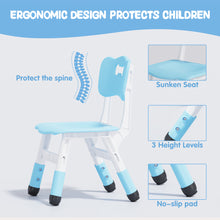 Load image into Gallery viewer, Brelley Kids Table and 4 Chairs Set, Height Adjustable Toddler Table and Chair Set, Graffiti Desktop, Non-Slip Legs, Max 300lbs, Children Multi-Activity Table for Ages 2-10 (Blue)