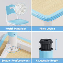 Load image into Gallery viewer, Brelley Kids Table and 4 Chairs Set, Height Adjustable Toddler Table and Chair Set, Graffiti Desktop, Non-Slip Legs, Max 300lbs, Children Multi-Activity Table for Ages 2-10 (Blue)