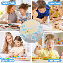 Load image into Gallery viewer, Brelley Kids Table and 4 Chairs Set, Height Adjustable Toddler Table and Chair Set, Graffiti Desktop, Non-Slip Legs, Max 300lbs, Children Multi-Activity Table for Ages 2-10 (Blue)