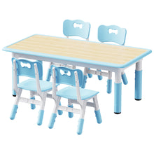Load image into Gallery viewer, Brelley Kids Table and 4 Chairs Set, Height Adjustable Toddler Table and Chair Set, Graffiti Desktop, Non-Slip Legs, Max 300lbs, Children Multi-Activity Table for Ages 2-10 (Blue)