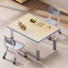 Load image into Gallery viewer, Brelley Kids Table and 2 Chairs Set, Height Adjustable Toddler Desk 31.5" L x 23.6" W and Chair Set, Graffiti Desktop, Classroom/Daycare/Home, Children Multi-Activity Table for Ages 2-8
