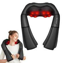 Load image into Gallery viewer, Brelley Massagegerät Nackenmassagegerät mit Wärme 3D Massage, Rückenmassagegerät um Muskelschmerzen zu Lindern, Nackenmassage PU Leder, Geschenke für Frauen, Männer, Vatertag Geschenk
