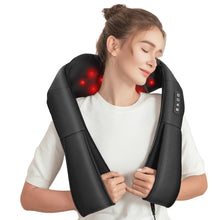 Load image into Gallery viewer, Brelley Massagegerät Nackenmassagegerät mit Wärme 3D Massage, Rückenmassagegerät um Muskelschmerzen zu Lindern, Nackenmassage PU Leder, Geschenke für Frauen, Männer, Vatertag Geschenk
