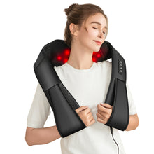 Load image into Gallery viewer, Brelley Massagegerät Nackenmassagegerät mit Wärme 3D Massage, Rückenmassagegerät um Muskelschmerzen zu Lindern, Nackenmassage PU Leder, Geschenke für Frauen, Männer, Vatertag Geschenk
