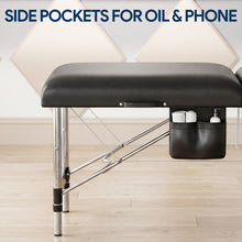 Load image into Gallery viewer, Brelley 2-Fold Aluminum Adjustable Massage Table Portable 22.8" W Black, Aluminum Frame Adjustable Height, with Side Pocket &amp; Carrying Bag, Esthetician Spa Facial Tattoo Bed, 490Lbs Load Capacity
