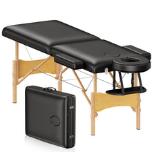 Load image into Gallery viewer, Brelley Massage Table Portable Wooden Lash Bed 24" Wide Adjustable Height 2-Fold Spa Table Foldable Tattoo Bed (Black)
