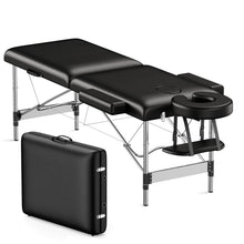 Load image into Gallery viewer, Brelley Massage Table Portable, 2-Fold Lash Bed with Side Pocket, Adjustable Height, Sturdy Aluminum Frame, Esthetician Spa Facial Tattoo Bed with Face Cradle &amp; Carrying Bag, Black
