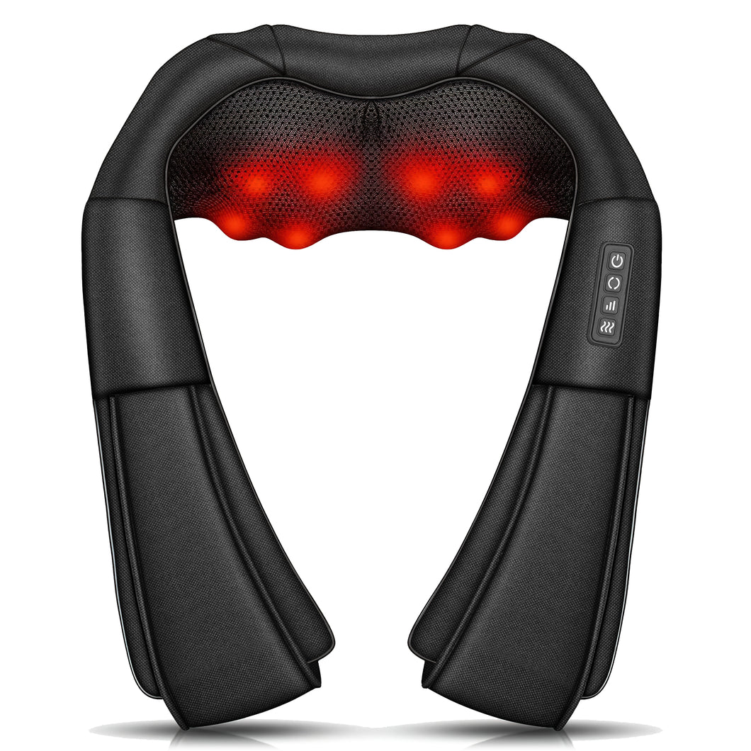 Brelley Massagegerät Nackenmassagegerät mit Wärme 3D Massage, Rückenmassagegerät um Muskelschmerzen zu Lindern, Nackenmassage PU Leder, Geschenke für Frauen, Männer, Vatertag Geschenk