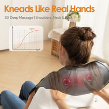Load image into Gallery viewer, Brelley Massagegerät Nackenmassagegerät mit Wärme 3D Massage, Rückenmassagegerät um Muskelschmerzen zu Lindern, Nackenmassage PU Leder, Geschenke für Frauen, Männer, Vatertag Geschenk
