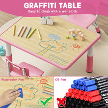 Load image into Gallery viewer, Brelley Kids Table and 2 Chairs Set, Height Adjustable Toddler Desk 31.5" L x 23.6" W and Chair Set, Graffiti Desktop, Classroom/Daycare/Home, Children Multi-Activity Table for Ages 2-8
