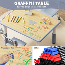 Load image into Gallery viewer, Brelley Kids Table and 2 Chairs Set, Height Adjustable Toddler Desk 31.5" L x 23.6" W and Chair Set, Graffiti Desktop, Classroom/Daycare/Home, Children Multi-Activity Table for Ages 2-8
