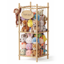 Load image into Gallery viewer, Brelley Stuffed Animal Storage Wood Toy Storage Organizer, Large Toy Chest Stuffed animal holder for Kids Nursery Playroom Bedroom
