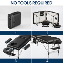 Load image into Gallery viewer, Brelley 2-Fold Aluminum Adjustable Massage Table Portable 22.8" W Black, Aluminum Frame Adjustable Height, with Side Pocket &amp; Carrying Bag, Esthetician Spa Facial Tattoo Bed, 490Lbs Load Capacity
