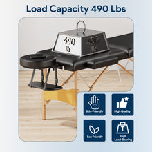Load image into Gallery viewer, Brelley Massage Table Portable Wooden Lash Bed 24" Wide Adjustable Height 2-Fold Spa Table Foldable Tattoo Bed (Black)

