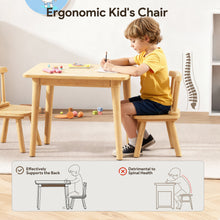 Load image into Gallery viewer, Brelley Solid Wood Kids Table and 2 Chairs Set, Toddler Desk 23.6" L x 19.7" W and Chair Set, Graffiti Desktop, Classroom/Daycare/Home, Children Multi-Activity Table for Ages 2-8
