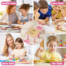 Load image into Gallery viewer, Brelley Kids Table and 2 Chairs Set, Height Adjustable Toddler Desk and Chair Set, Graffiti Desktop, Classroom/Daycare/Home, Children Multi-Activity Table for Ages 3-8
