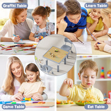 Load image into Gallery viewer, Brelley Kids Table and 2 Chairs Set, Height Adjustable Toddler Desk and Chair Set, Graffiti Desktop, Classroom/Daycare/Home, Children Multi-Activity Table for Ages 3-8
