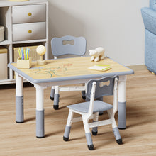 Load image into Gallery viewer, Brelley Kids Table and 2 Chairs Set, Height Adjustable Toddler Desk 31.5" L x 23.6" W and Chair Set, Graffiti Desktop, Classroom/Daycare/Home, Children Multi-Activity Table for Ages 2-8
