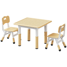 Load image into Gallery viewer, Brelley Kids Table and 2 Chairs Set, Height Adjustable Toddler Desk and Chair Set, Graffiti Desktop, Classroom/Daycare/Home, Children Multi-Activity Table for Ages 3-8
