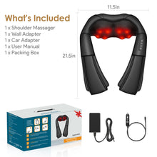 Load image into Gallery viewer, Brelley Massagegerät Nackenmassagegerät mit Wärme 3D Massage, Rückenmassagegerät um Muskelschmerzen zu Lindern, Nackenmassage PU Leder, Geschenke für Frauen, Männer, Vatertag Geschenk
