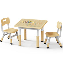 Load image into Gallery viewer, Brelley Kids Table and 2 Chairs Set, Height Adjustable Toddler Desk and Chair Set, Graffiti Desktop, Classroom/Daycare/Home, Children Multi-Activity Table for Ages 3-8
