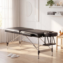 Load image into Gallery viewer, Brelley Massage Table Portable, 2-Fold Lash Bed with Side Pocket, Adjustable Height, Sturdy Aluminum Frame, Esthetician Spa Facial Tattoo Bed with Face Cradle &amp; Carrying Bag, Black

