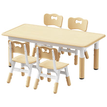 Load image into Gallery viewer, Brelley Kids Table and 4 Chairs Set, Height Adjustable Toddler Table and Chair Set, Graffiti Desktop, Non-Slip Legs, Max 300lbs, Children Multi-Activity Table for Ages 2-10 (Beige)
