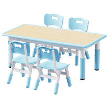 Load image into Gallery viewer, Brelley Kids Table and 4 Chairs Set, Height Adjustable Toddler Table and Chair Set, Graffiti Desktop, Non-Slip Legs, Max 300lbs, Children Multi-Activity Table for Ages 2-10 (Blue)
